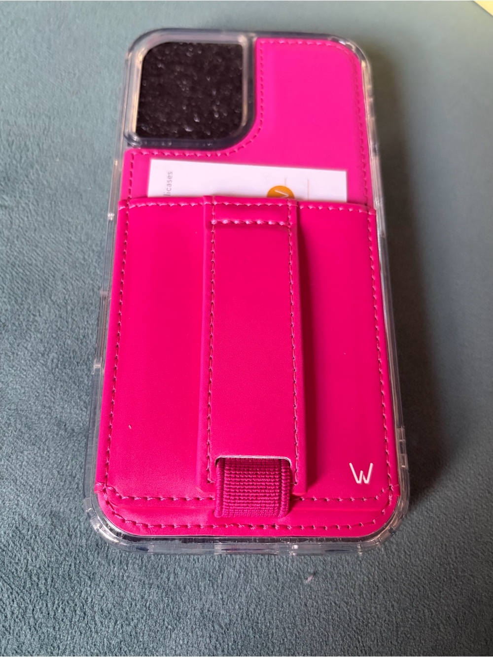 Walli iPhone 16 Hot Pink Wallet Phone Case with Card Slot and hand strap